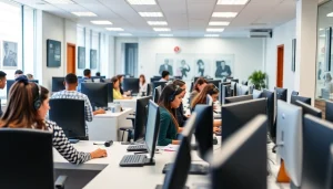 Agents working at a call center in Tijuana, providing customer support services.