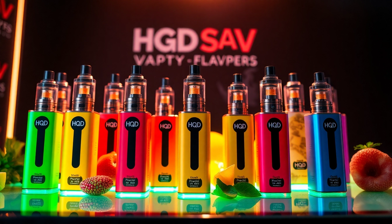 Purchase HQD Surv kaufen in multiple delicious flavors showcasing colorful designs and packaging.