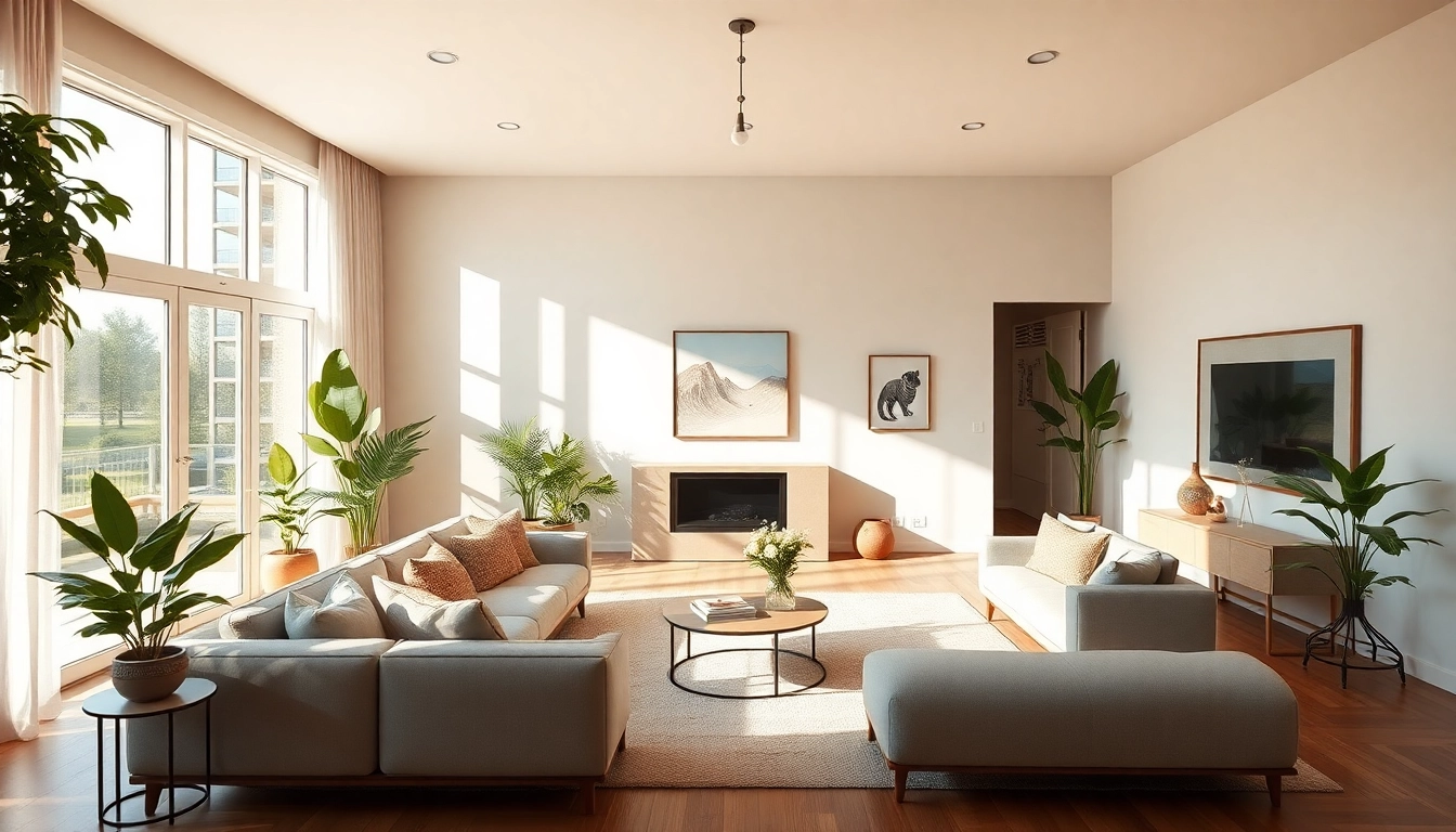 Transform your entire interior with a modern living room showcasing inviting and cohesive design elements.