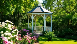 Enjoy a beautifully designed gazebo in Ireland's lush garden, perfect for outdoor gatherings and events.