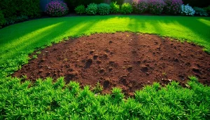 Applying lawn top dressing with nutrient-rich compost for a healthier and greener lawn.