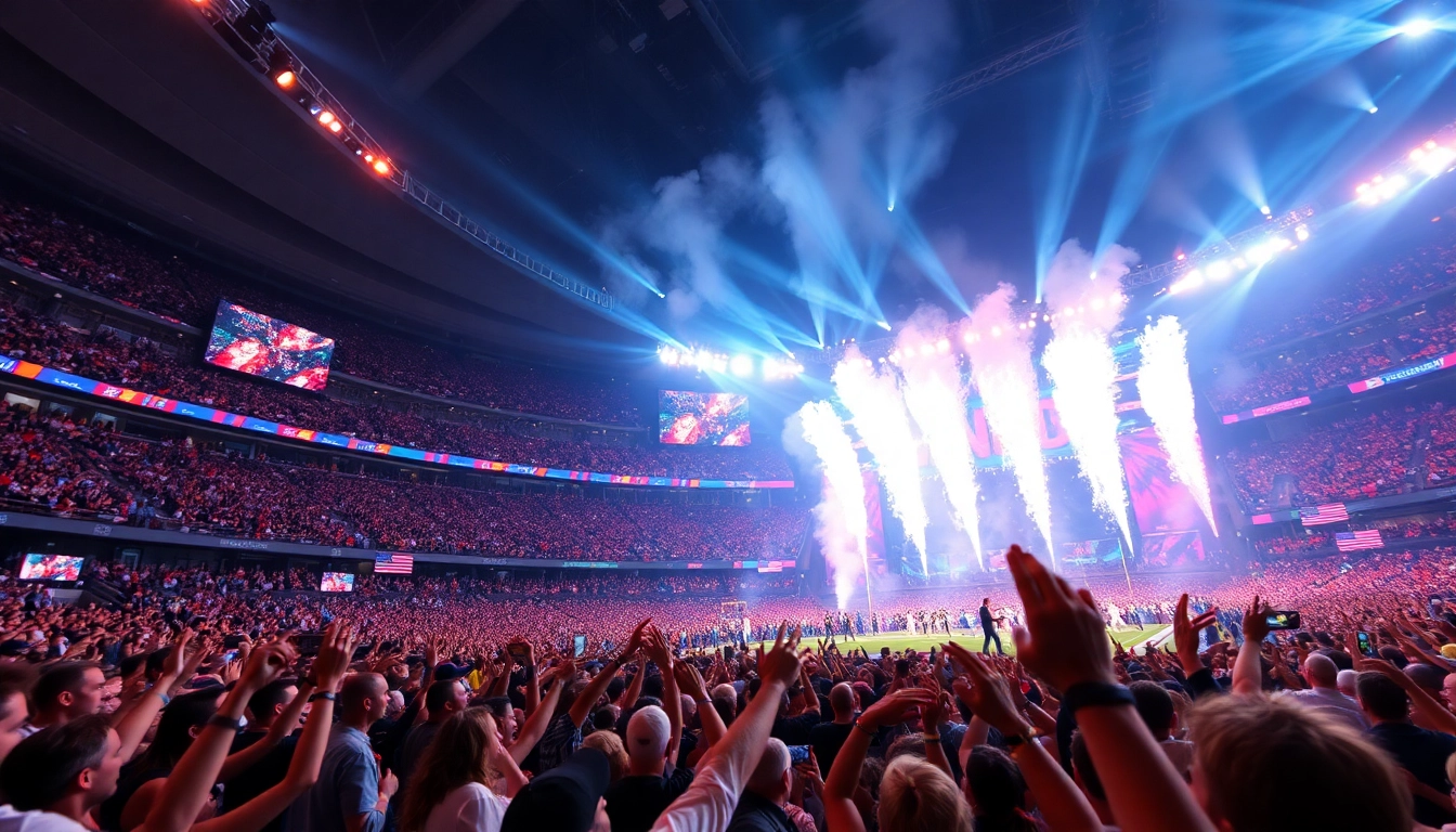 Kendrick Lamar performs during the halftime show, showcasing energy and excitement on stage.