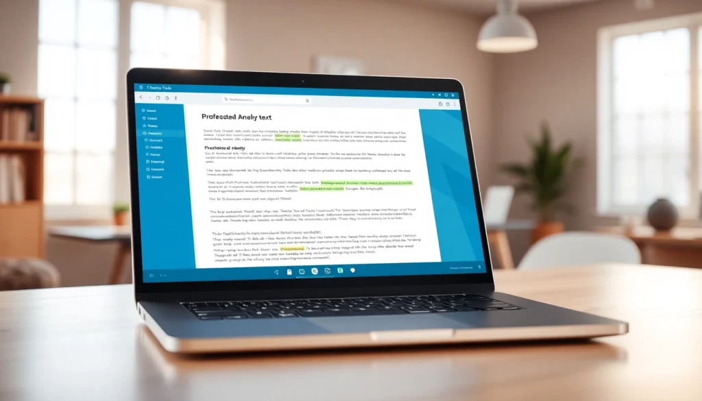 Engaging AI checker interface analyzing content on a modern laptop screen