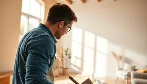 Interior painting service transforming a modern living room with vibrant colors.