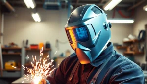 Welder using a high-quality welding mask for safe and precise work in an industrial workshop.