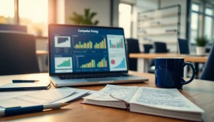 Visual representation of competitor pricing analysis using data charts and graphs in a modern office.