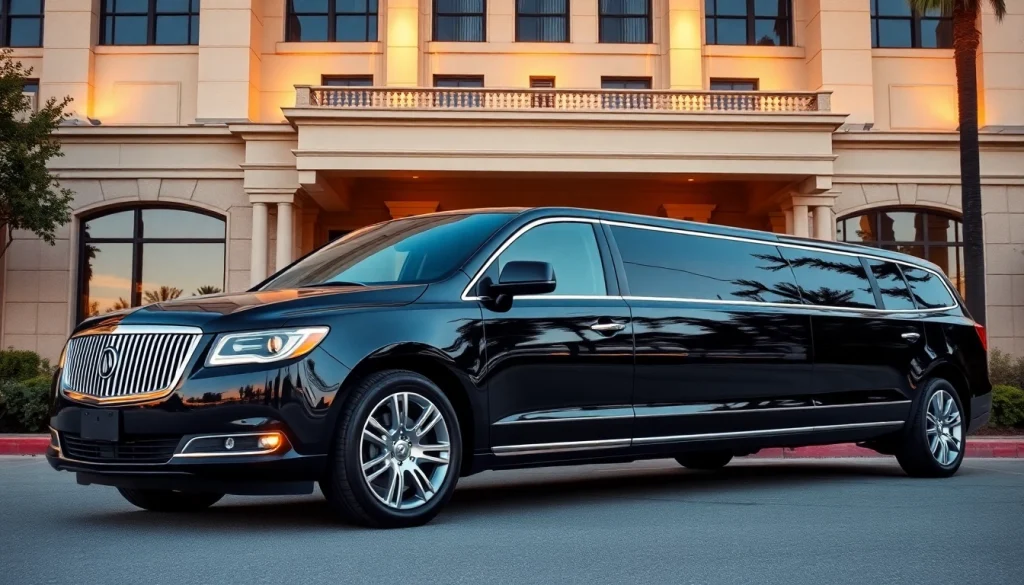 Elegant limo service in Augusta, GA parked outside a luxury hotel for special events.