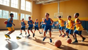 Young athletes training at Takeover Basketball Academy, showcasing skills on the court.
