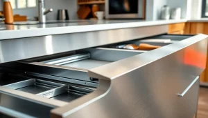 Explore a Metal Drawer System featuring sleek design and smooth functionality in a modern kitchen.