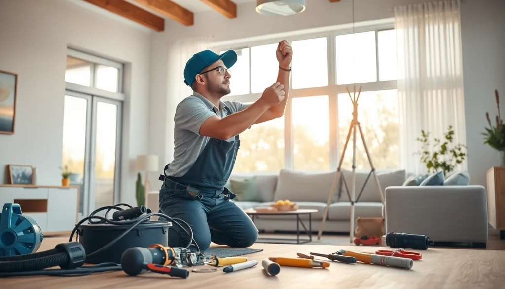 Delivering high-quality Electrical Service with a focused electrician in a modern home environment.