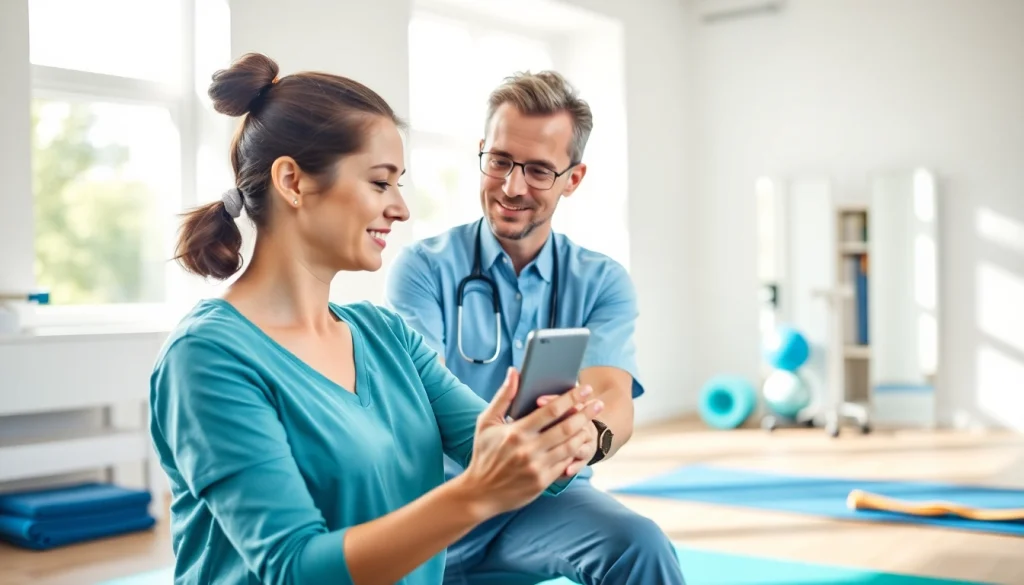 Engaged in griesbach physiotherapy, a professional assists a patient in a rehabilitation session.