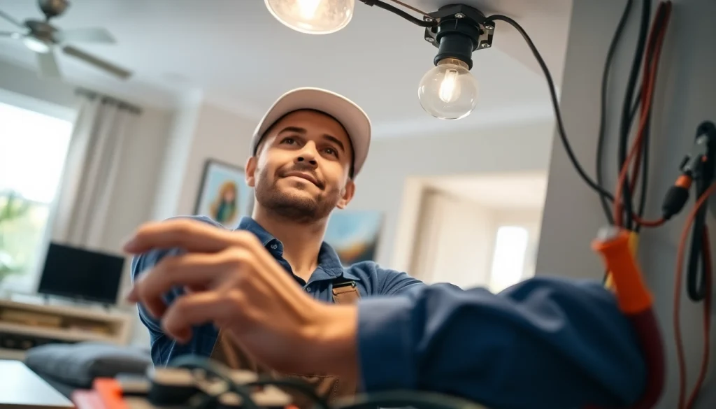 Skilled Electrical Contractor Clearwater performing installation work with professional tools.