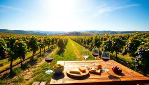 Tasting experience at Clarksburg wineries with scenic vineyards and gourmet offerings.