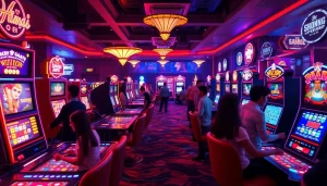 Experience the excitement at a Trusted Online Casino Malaysia 2025 with vibrant gaming tables and enthusiastic players.
