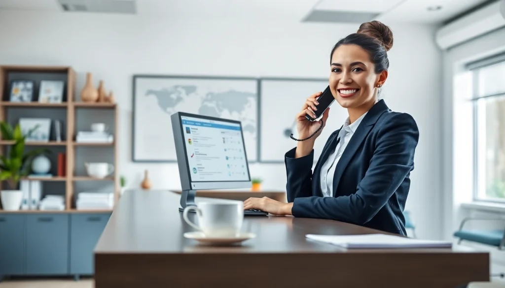 Engage with Legal Intake Services through a professional receptionist in a modern office.