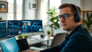 Providing Remote IT Support Markham through a video call in a professional home office setting.