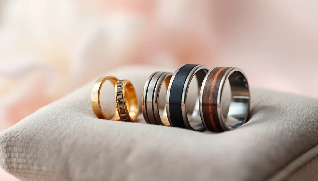 Showcasing stunning wedding rings for men highlighting various unique designs and materials.