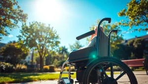 Experience mobility and comfort with this sleek electric wheelchair designed for outdoor enjoyment.