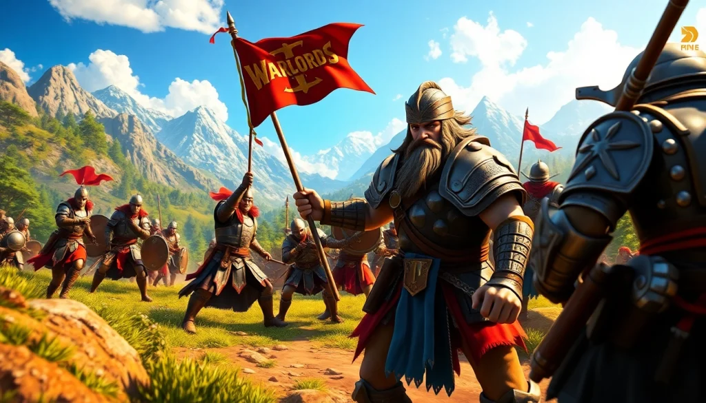 Download Warlords 2 game artwork featuring characters in action during a medieval battle.