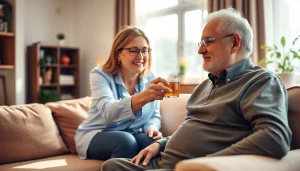 Providing in home care austin tx with compassionate assistance to the elderly in a cozy living room.