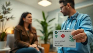 Patient receiving consultation for an Ohio medical marijuana card with doctor in modern office.