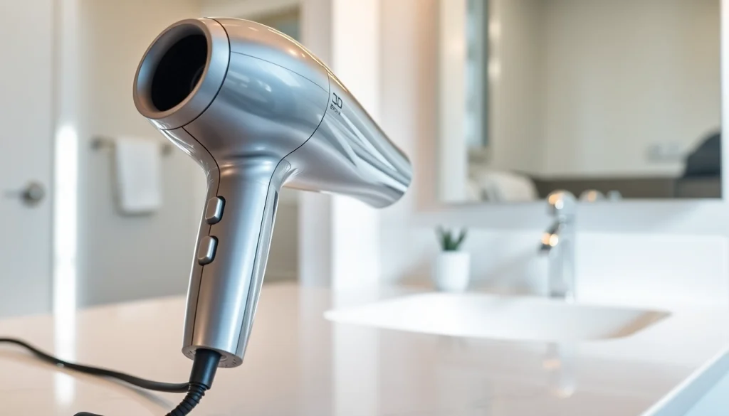 Effortlessly styling hair with a high-quality Hair Dryer featuring a sleek design and modern features.