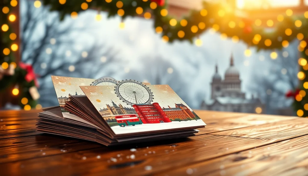 Craft unique London Christmas cards celebrating iconic landmarks in a festive setting.