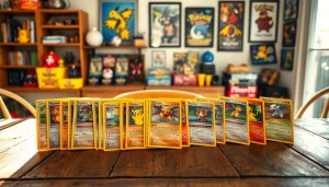 Display of real Pokémon cards showcasing unique designs and characters for collectors.