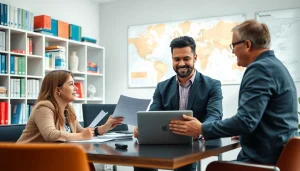 Immigration consultant Barrie assisting clients in a professional office environment.