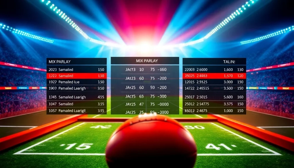 Place your bets on mix parlay with vibrant football action and clear betting odds displayed.