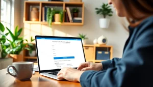 Complete your uk eta online application with ease at a well-lit home office.