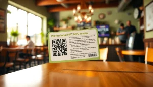Engaging NFC review card at a cafe from https://www.reviewcardsgoogle.com designed for customer feedback.