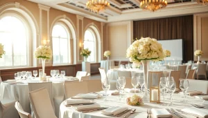 Celebrate unforgettable moments at le prestige hall featuring elegant wedding décor.
