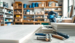 Applying laminating resin in a clean workshop environment with fiberglass materials.