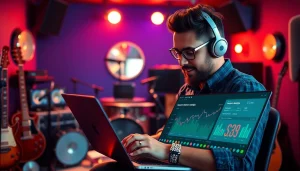 Boosting Spotify promotion success with an artist in a creative studio environment.