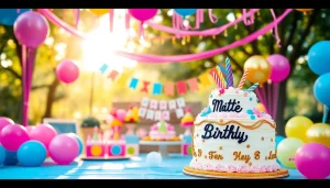 Celebrate a customizable birthday party with unique decorations and a personalized cake.
