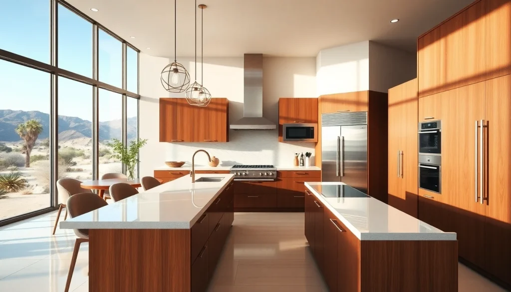 Enhance your kitchen remodeling Palm Springs with modern designs and vibrant lighting.