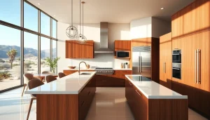 Enhance your kitchen remodeling Palm Springs with modern designs and vibrant lighting.