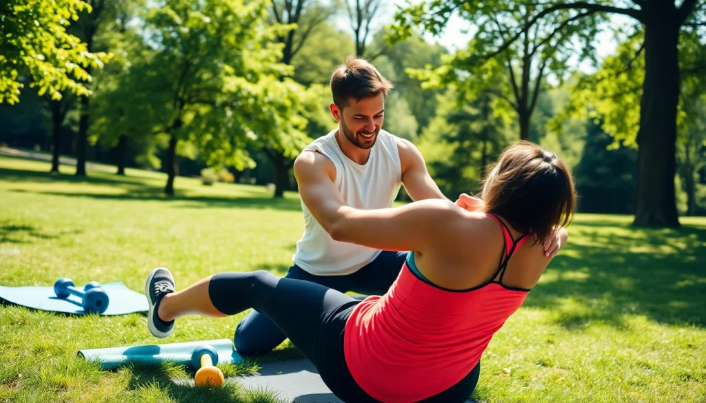 Active Personal Trainer in Sevenoaks coaching a client during an outdoor workout session.