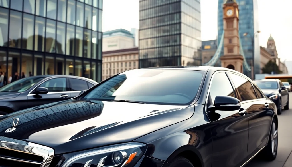 Book a reliable chauffeur service london with a luxury vehicle in a bustling city environment.
