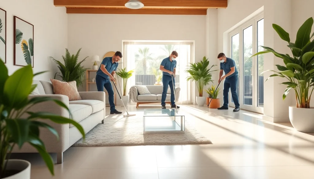 Efficient bond cleaning Logan team revitalizing a bright living room space.