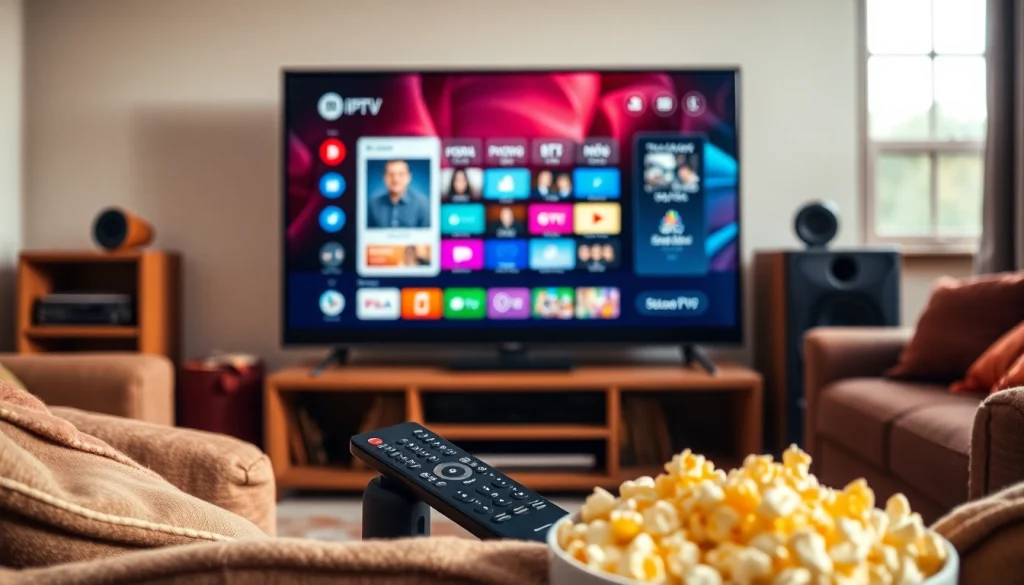 Regarder la télévision avec Code iptv dans un salon confortable illuminé par la lumière naturelle.