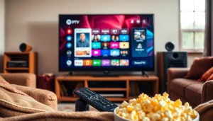 Regarder la télévision avec Code iptv dans un salon confortable illuminé par la lumière naturelle.