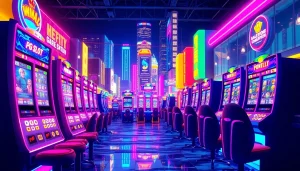 Experience the exciting gameplay of pg slot with colorful slot machines and vibrant atmosphere.