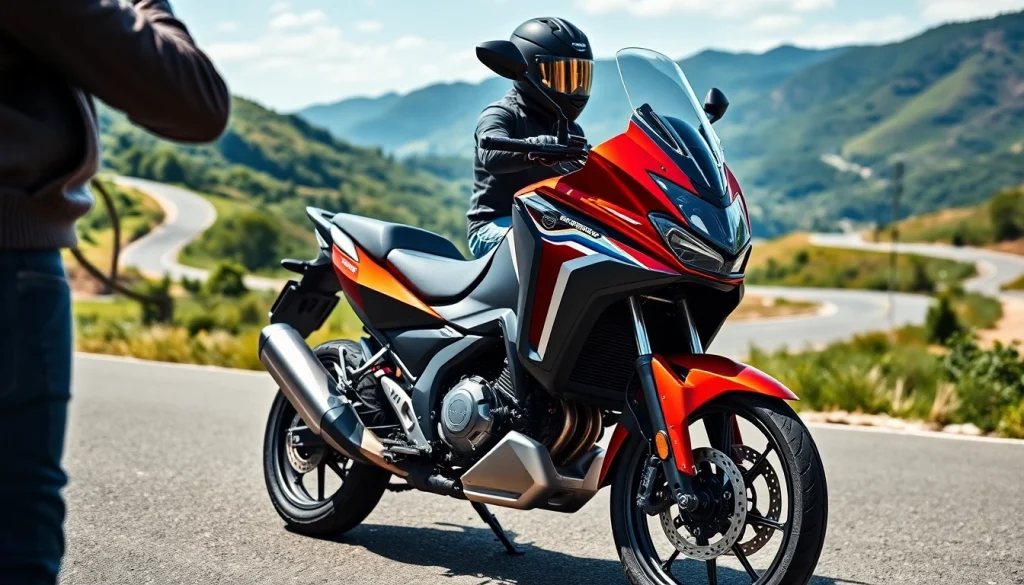 Rider preparing to ride the adv 350 roadsync scooter in an outdoor adventure setting.