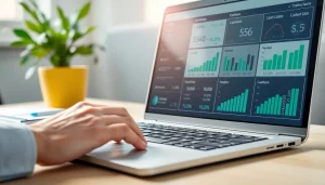 Compare cashback rates with detailed statistics on a laptop in a modern workspace.