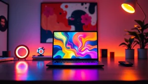 An innovative ai prompt generating prompts in a vibrant workspace, showcasing creativity and technology.
