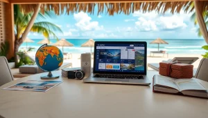 Engaging travel packages showcase with tropical beach views, inspiring travel planning.