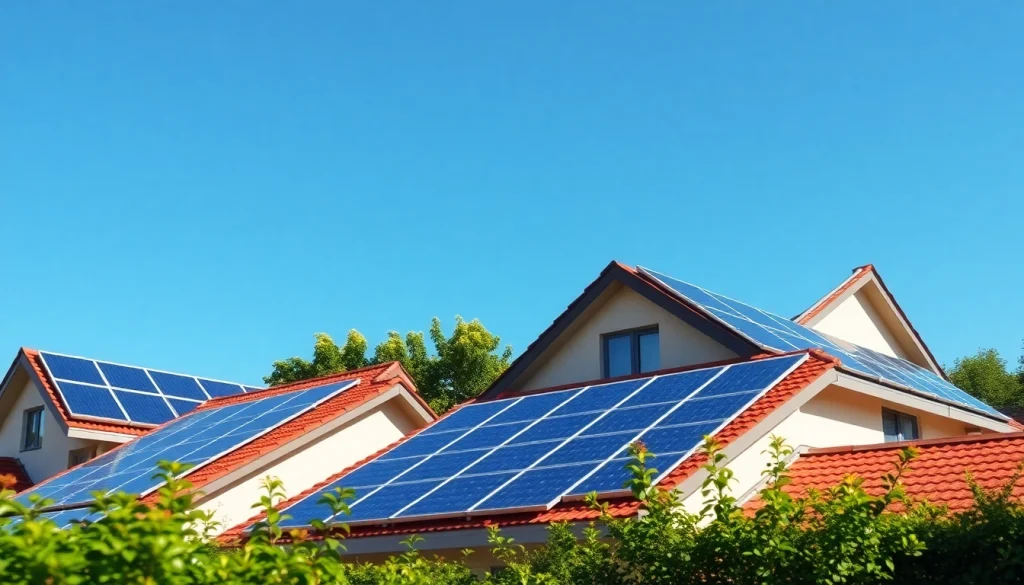 Discover home solar solutions with sleek solar panels on rooftops, highlighting renewable energy usage.