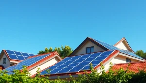 Discover home solar solutions with sleek solar panels on rooftops, highlighting renewable energy usage.